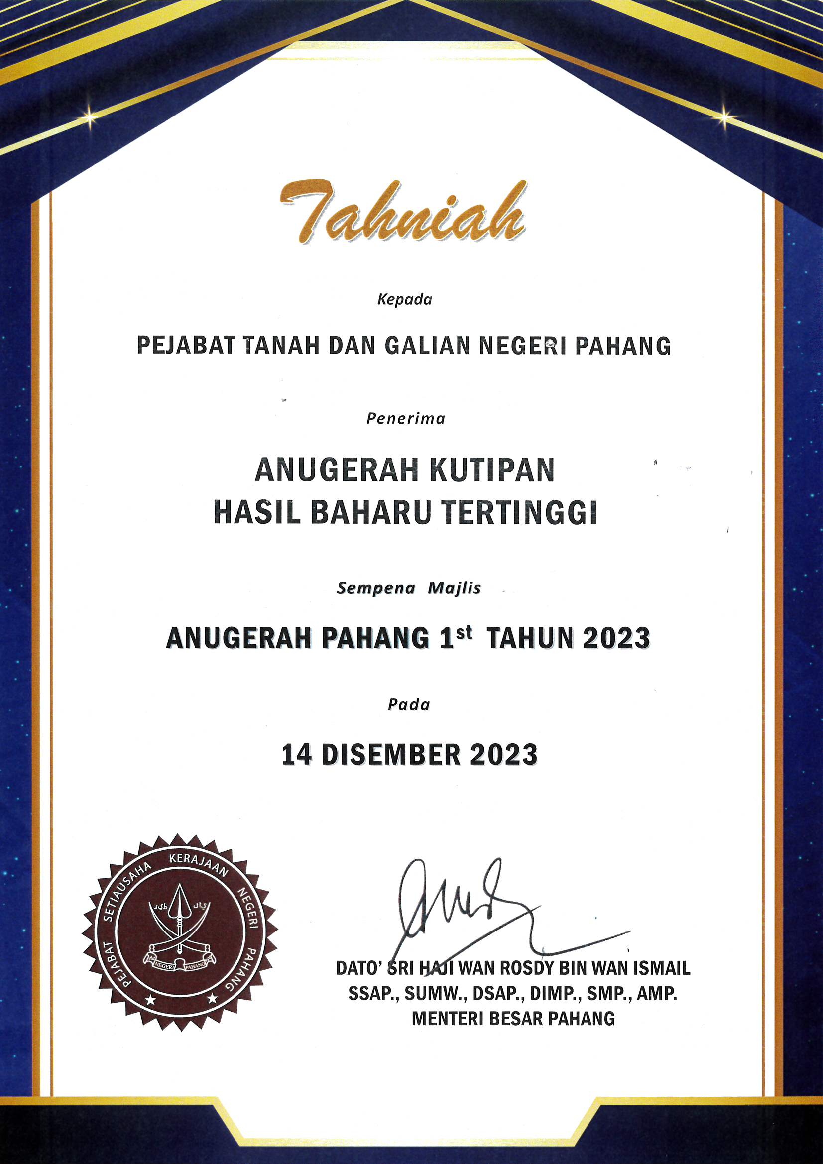 Majlis Anugerah Pahang 1st Majlis Anugerah Pahang 1st