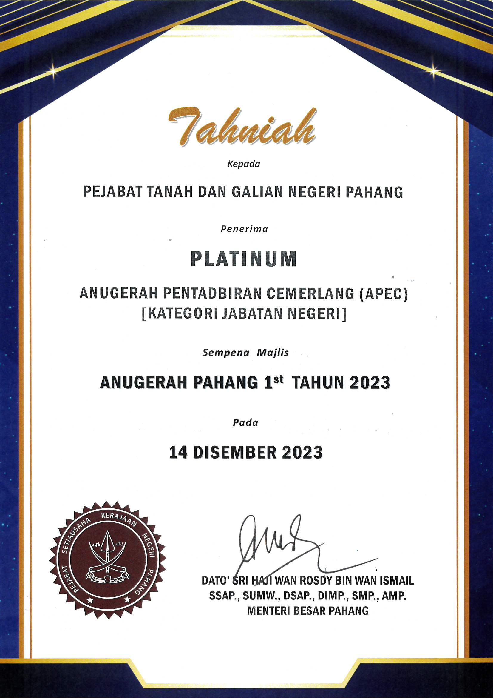 Majlis Anugerah Pahang 1st Majlis Anugerah Pahang 1st