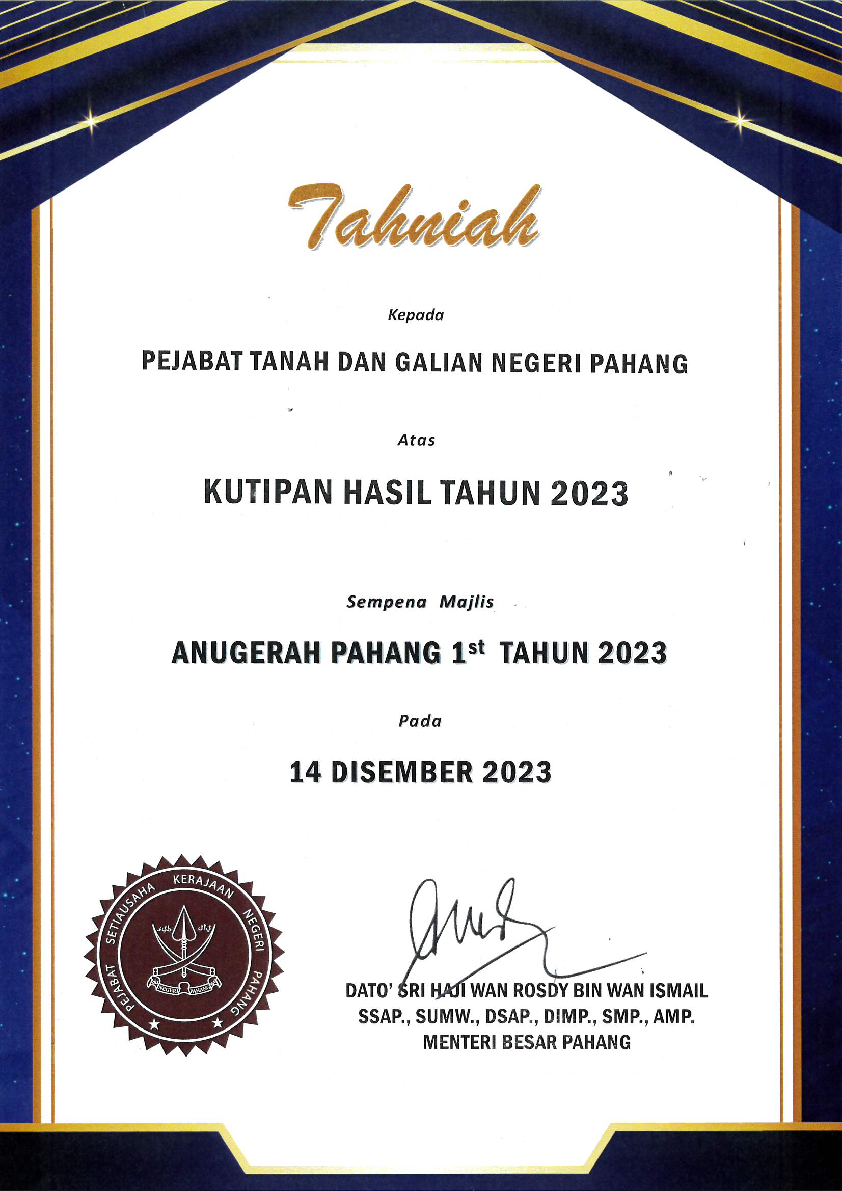 Majlis Anugerah Pahang 1st Majlis Anugerah Pahang 1st