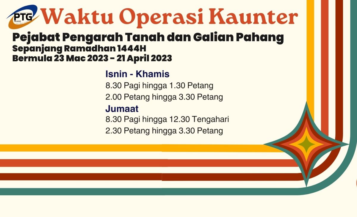 Waktu Operasi Kaunter Bulan Ramadhan
